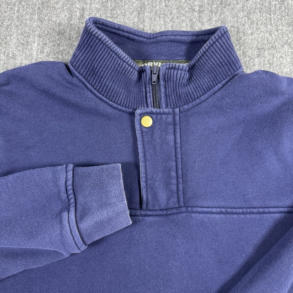 Orvis Mens M Navy Blue 1/4 Zip Pullover Sweatshirt Cotton